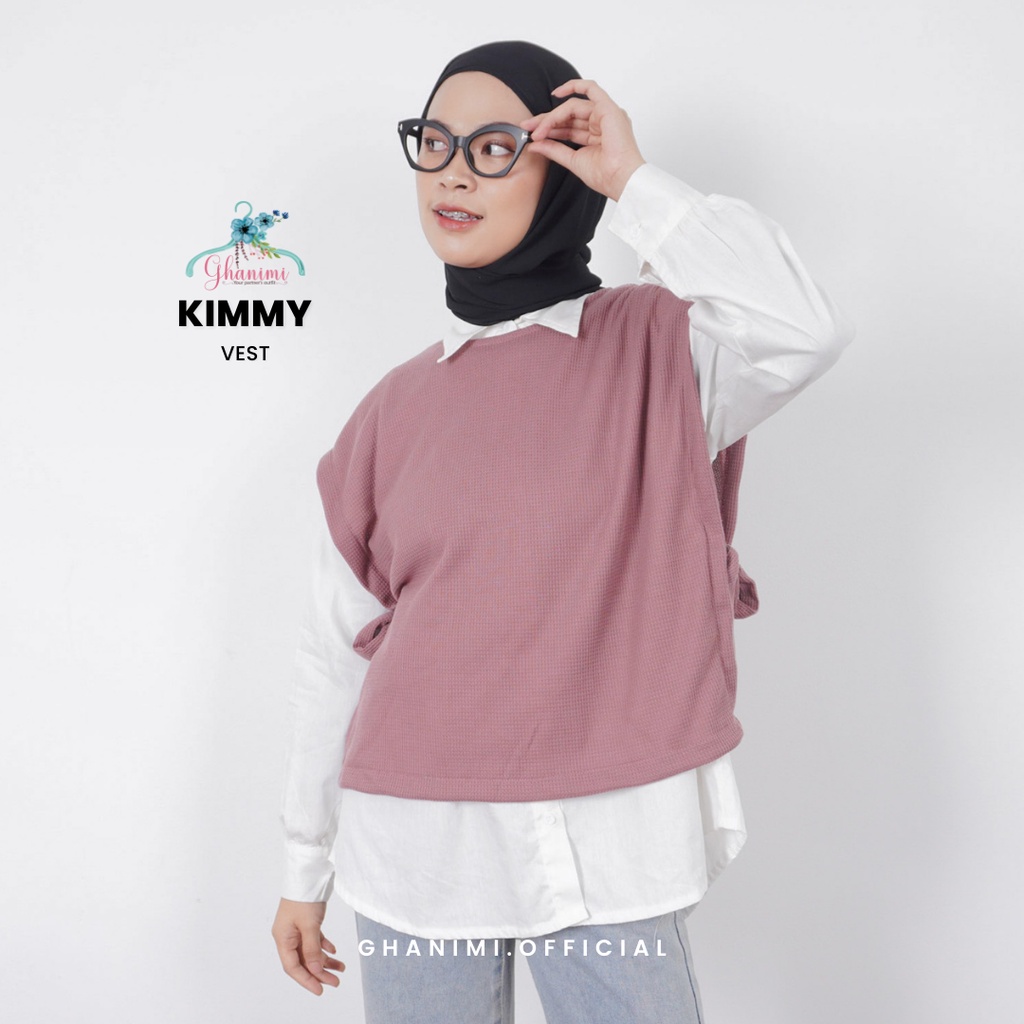 Ghanimi - Kimmy Vest / Rompi Lengan Pendek Rajut / Vest kekinian / atasan crop tanpa lengan / outer knit waffle casual formal / outer kerja / vest crop knit