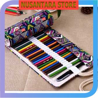 

NUSANTARA STORE - MARCO Bohemian Tas Pensil Gulung Canvas 48 Slot 20.5x55cm - EN-71