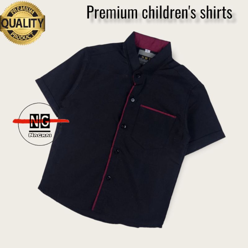 NAGHAI-Kemeja Pendek Anak Laki-Laki Kemeja Pendek Polos Anak Umur 1-10Tahun Kemeja Pendek Anak Bahan Cutton Warna Polos