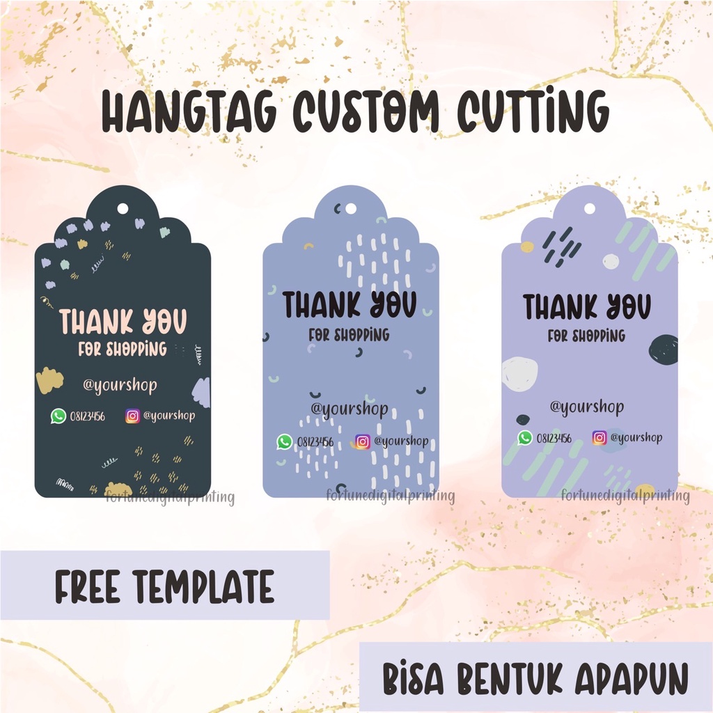 HANG TAG Custom CUTTING BENTUK APAPUN / Hangtag Baju Makanan Hampers makanan kantong umkm  TERLARIS