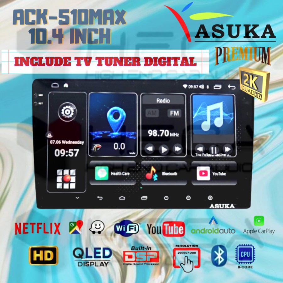 ASUKA ACK-510 MAX Head Unit 10,4" Premium 2K Android +TV Tuner Digital