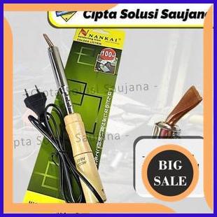 sparepart SOLDER LISTRIK 100 WATT GAGANG KAYU ALAT PATRI LOGAM STAINLESS HURUF TIMBUL NANKAI SOLDER