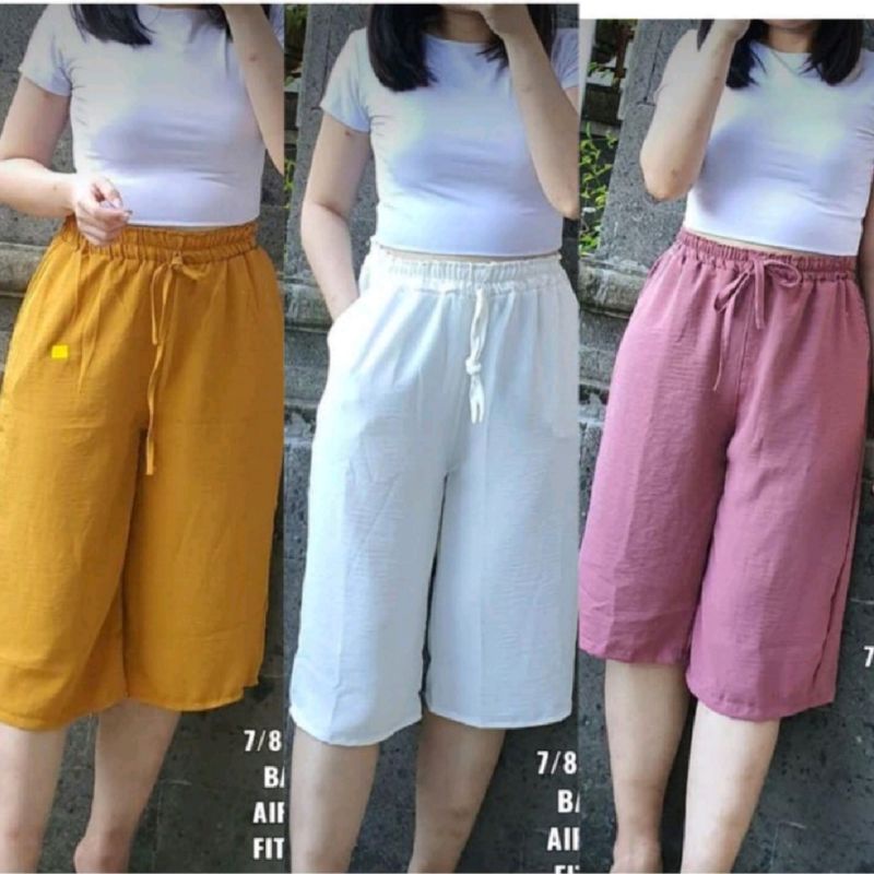 Celana Kulot Pendek 7/8 Crinkle Airflow Fit To XL