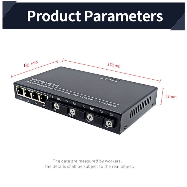 Media Converter 4 Port FO Optic Fiber 4FO-4LAN 4FIBER 4ETH Ethernet LAN Switch Fiber Optic Konverter Fiber Optik 4 SC 4 LAN 4F4E 4O4E