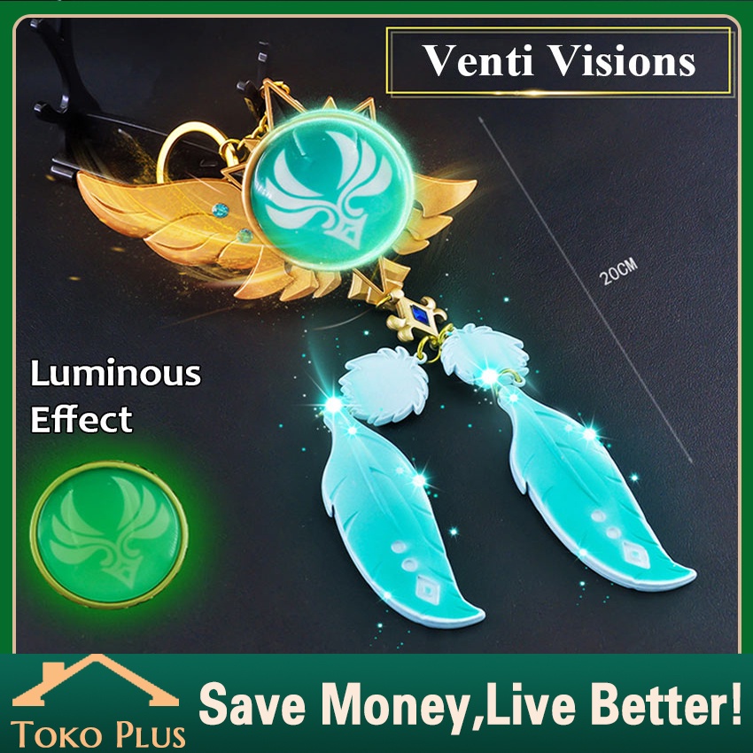 Genshin Impact Keychains Glow In The Dark Inazuma Vision Keychains Cosplay Gantungan Kunci Desain An