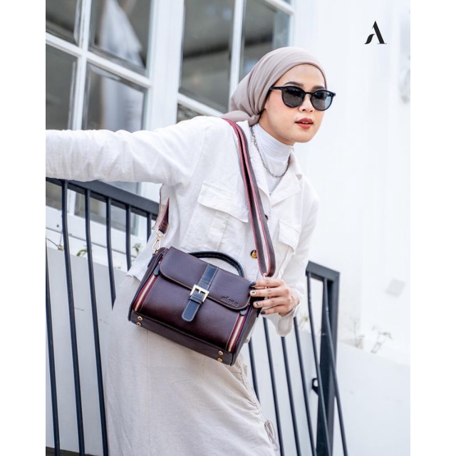 REVEN LEATHER Tas Wanita Slempang Pamela Sling Bag Selempang Bahan 100% Kulit Asli Cewek Perempuan Kulit Premium Branded Stylish Kantoran