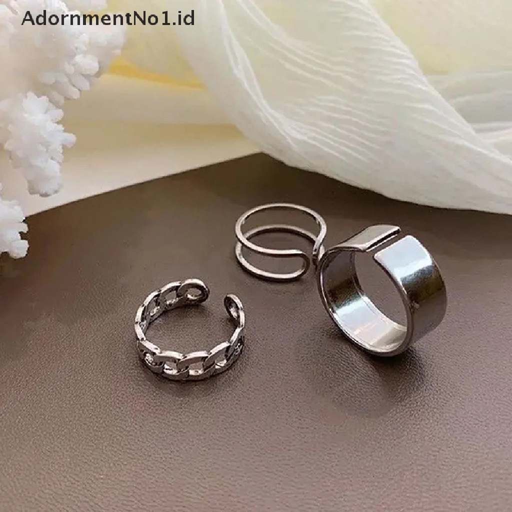 [AdornmentNo1] 3 Pcs/4 Pcs Hip Hop Punk Terbuka Dapat Disesuaikan Cincin Set Wanita Cincin Kupu-Kupu Logam Jari Cincin [ID]