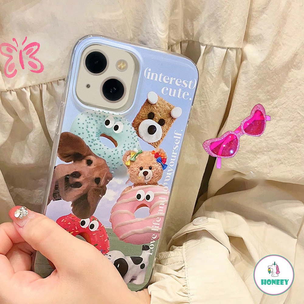 Soft Case Tahan Air Motif Anjing Beruang Doughnut Untuk IPhone 14 13 12 11 Pro Max XR X XS