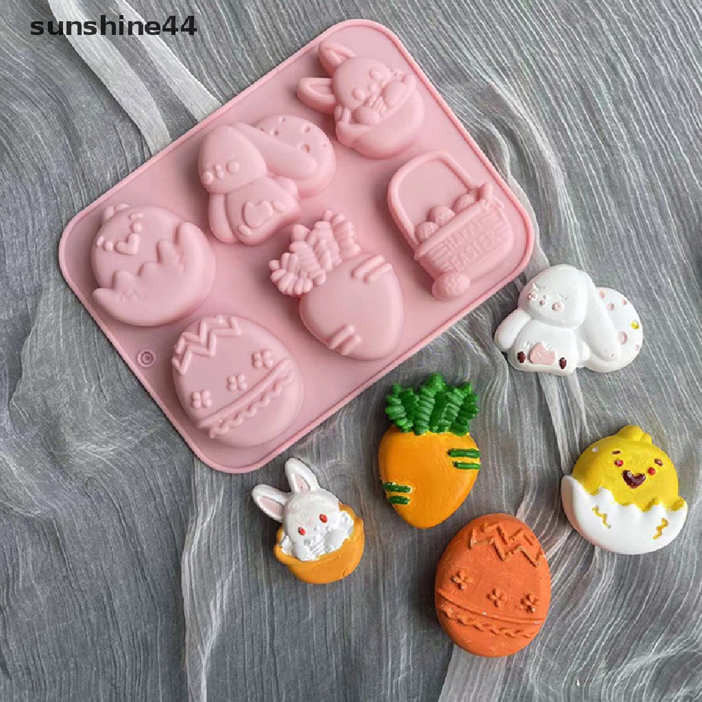 Sunshine Happy Easter Cetakan Bunny Easter Telur Silicone Mold Coklat Jelly Puding Kue Dekorasi Cetakan Rumah Tangga Dapur Pesta Paskah.