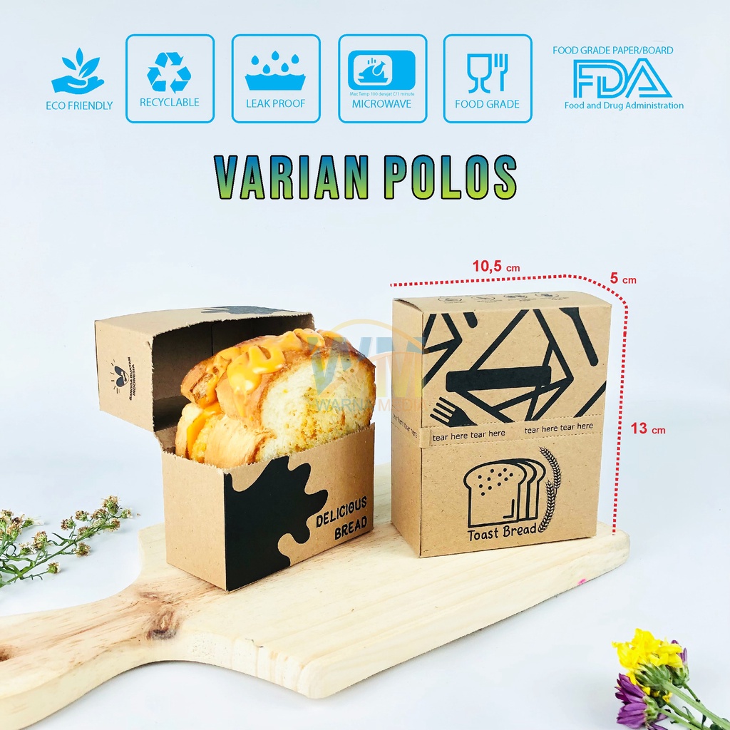 Toast Box Bread Take Away / Toast Box Take Away / Kotak Roti Bakar / Toast Holder / Box Sanwich / Toast Box Tutup / Dus Roti Toast / Kraft Food Grade(Minim 50pcs)
