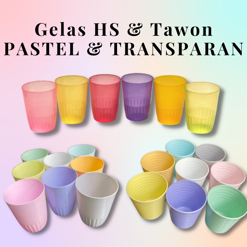 Gelas Plastik Warna Pastel dan Transparan Ukuran 280ml - 250ml - 300ml - 400ml