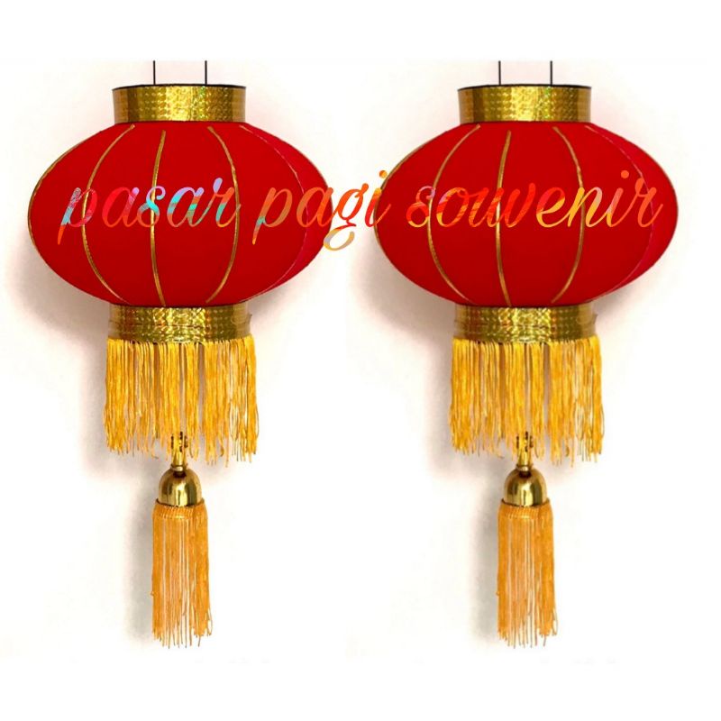 Lampion kain bludru new year dekorasi imlek