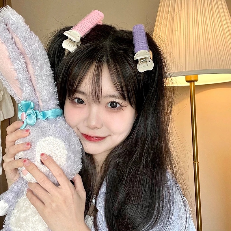 Wanita Alami Berbulu Rambut Klip Akar Korea Fashion Permen Warna Volumizing Air Bangs Styling Hair Clip Hair Top Shaping Tool Aksesoris Rambut