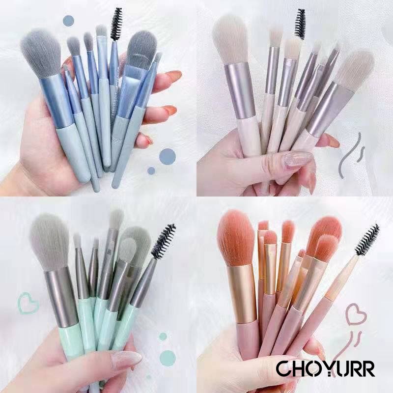 【COD】8 Pcs / Set Brush Makeup Bahan Nilon Untuk Eyeshadow/Blush On/ High Gloss/ Concealer/ Alis / Kuas bulu mata Untuk Makeup Pemula Korea Import-CH