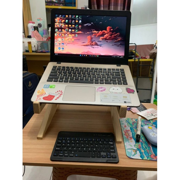 Tatakan Kayu Penyangga Laptop Netbook Tablet Sound Keyboard Stand Laptop Aesthetic Pine Wood