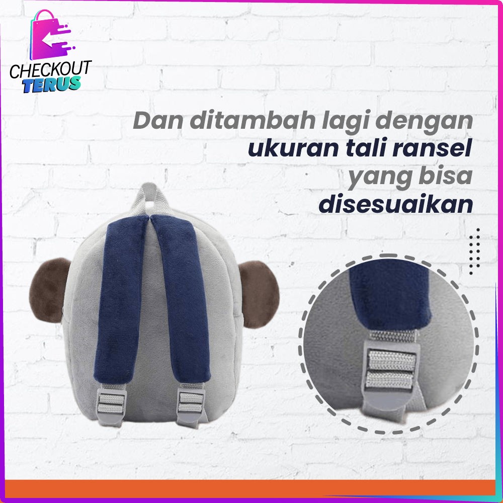 CT T41 Tas Ransel Anak Backpack Anak Karakter Hewan Bahan Boneka Ransel Anak Sekolah Karakter Animal