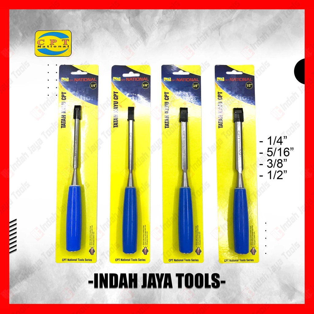 CPT NATIONAL Tatah Pahat Kayu 1/4 5/16 3/8 1/2 Inch - Wood Chisel