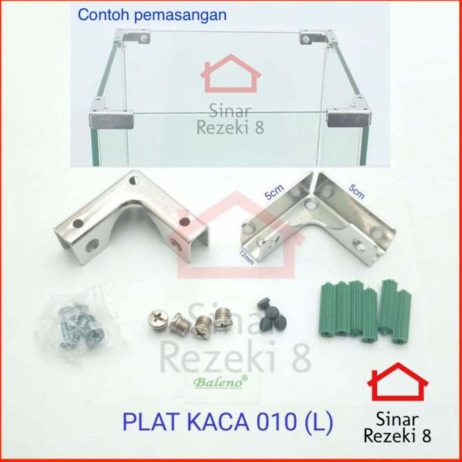 Konektor Plat Kaca 010 Siku Besi Sudut Sudut Meja Ujung Lemari Kayu
