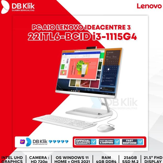 PC AIO LENOVO 3 22ITL6-BCID i3-1115G4 4G SSD 256GB NoDVD W11+OHS 21.5"
