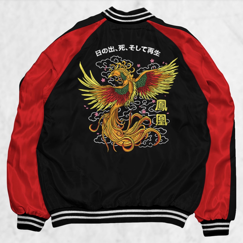 HIPNOP Jaket Sukajan PHOENIX Sablon Jaket Pria Wanita Distro Unisex Japan Premium Original