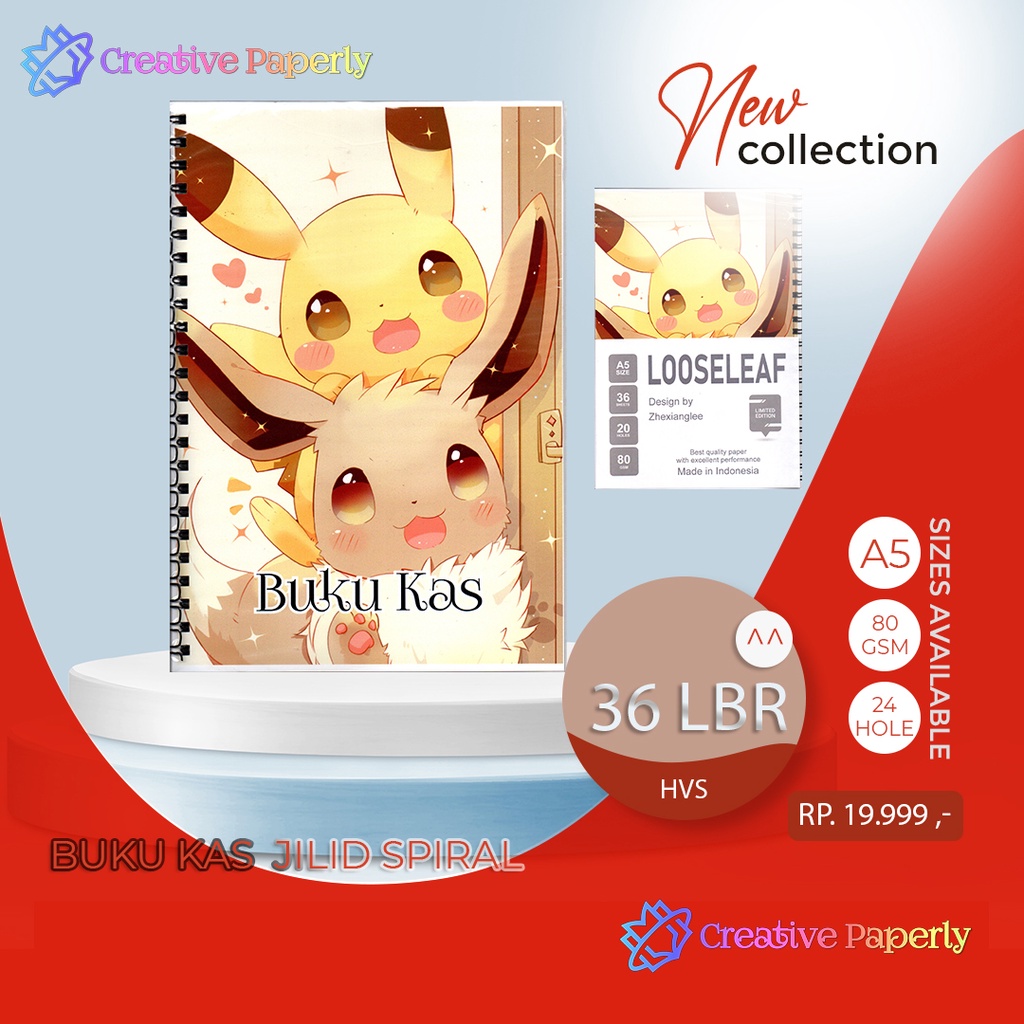 

Bookpaper Loose Leaf BUKU KAS JILID SPIRAL Kertas Binder/ Isi Notes - (A5) 36 lbr