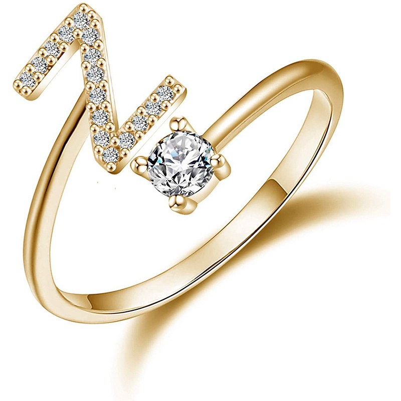 Cincin Pembukaan Adjustable Huruf A-Z Untuk Wanita Couple Nama Alfabet Pria Cincin Inisial Pria Perhiasan Jari Pernikahan