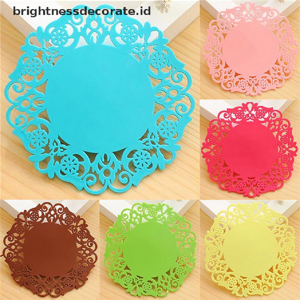 [Birth] Renda Bunga Doilies Silicone Coaster Tea Cup Mats Pad Alas Tatakan Papan Insulasi [ID]