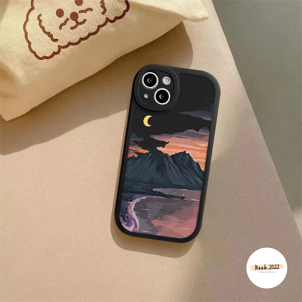 Soft Case Compatible for iPhone 7Plus 8Plus 11 12 13 14 Pro Max 6 6s 7 8 Plus XR 14 Plus X Xs Max SE 2020 Seaside Scenery Painting Snow Mountain Flowers Back Phone Case Cover