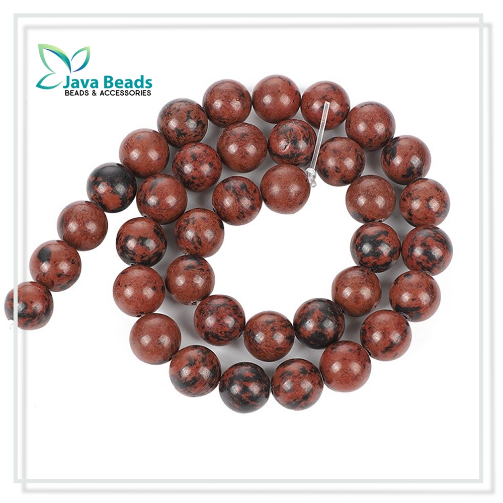 Manik Batu Alam Bulat Red Jasper Mahagony Alami Untuk Membuat Aksesoris Gelang