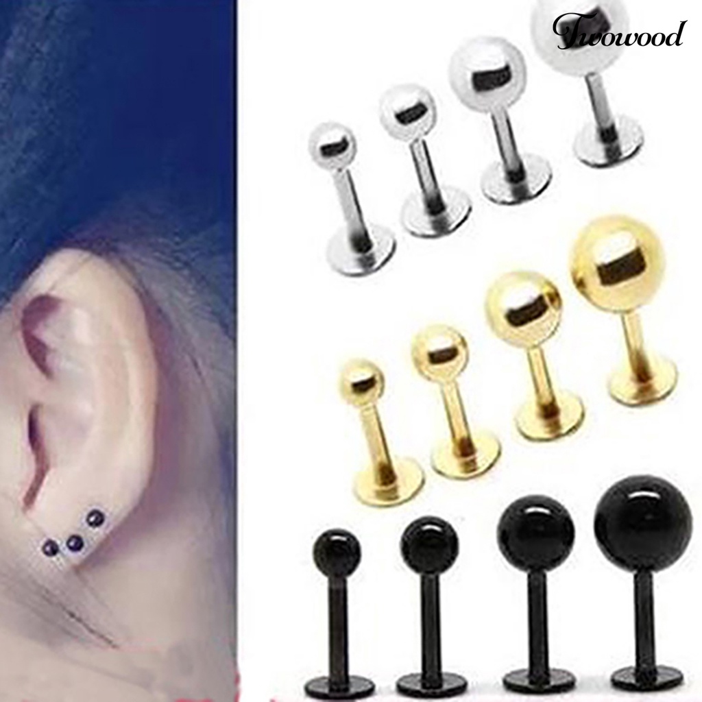 Twowood Ear Studs Simple Easy Matching Titanium Steel Bentuk Barbel Anting Wanita Helix Tragus Untuk Pesta