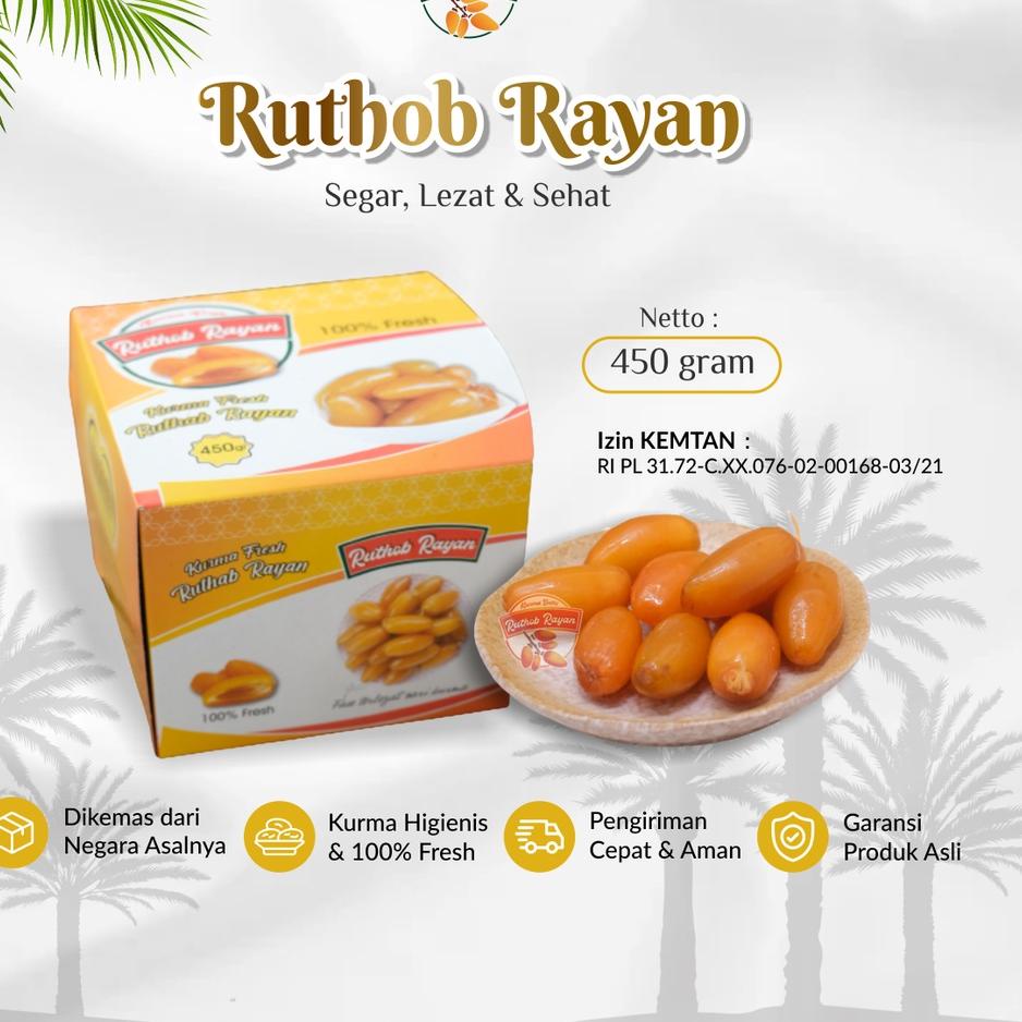 

❉ Kurma Ruthob Rayan 450 Gram Muda Basah Premium Suami Istri ♪