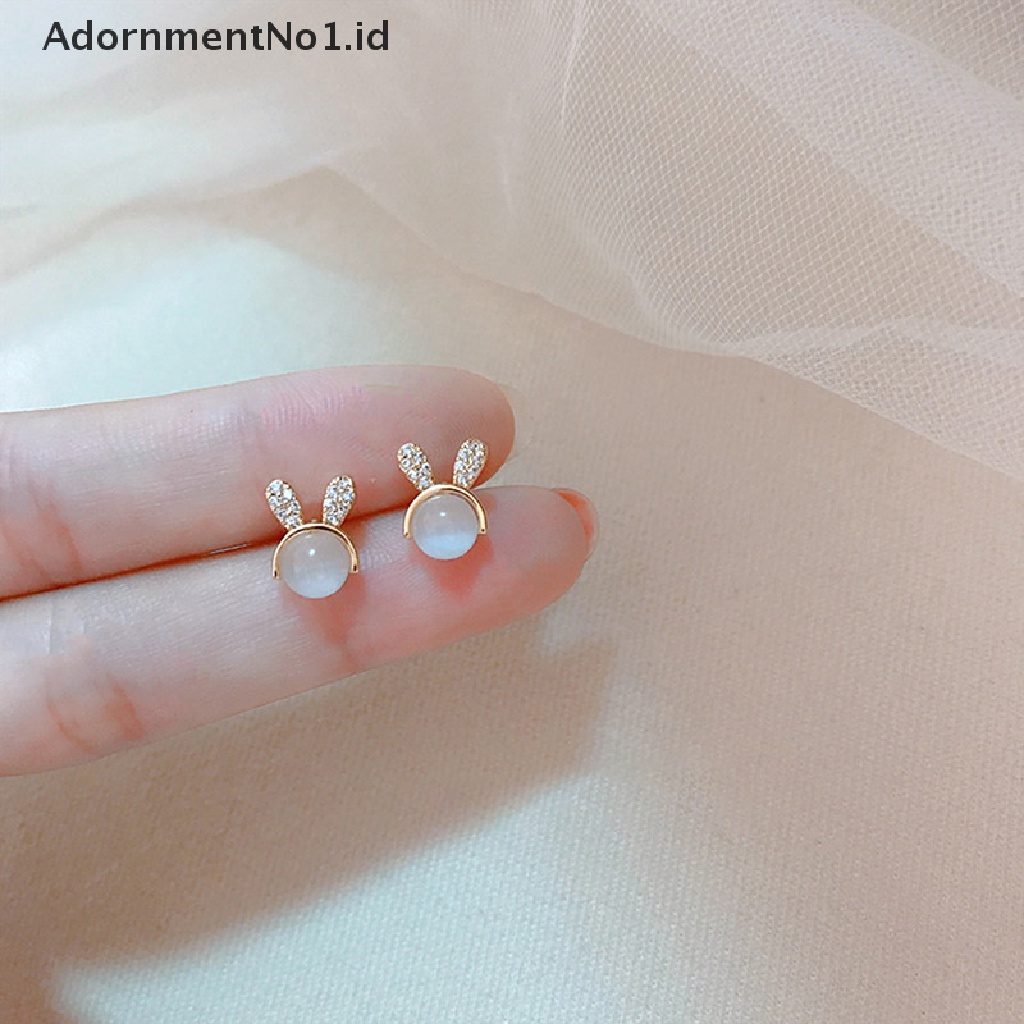 [AdornmentNo1] Trendi Lucu Bunny Sleek Opal Feminia Earring Elegan Anting Mungil Anting Gaya Anting Kreatif Eardrop Perhiasan Berkualitas Tinggi Eardrop Romantis Feminia Aksesoris [ID]