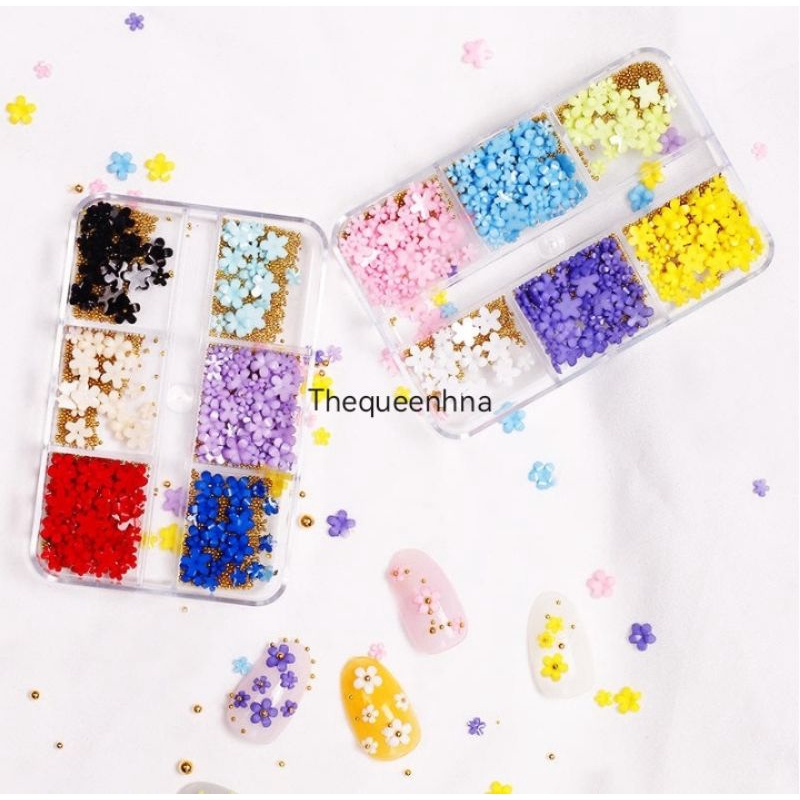 1 Set 6 Sekat Ornamen Dekorasi Kutek Bunga Hiasan Kuku Bahan Resin Nail Art Jewelry Nail Art Resin Flower