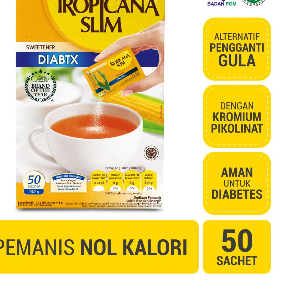 

FIA623 Tropicana Slim Sweetener Diabtx 50 Sachet - Pemanis untuk Diabetesi +++