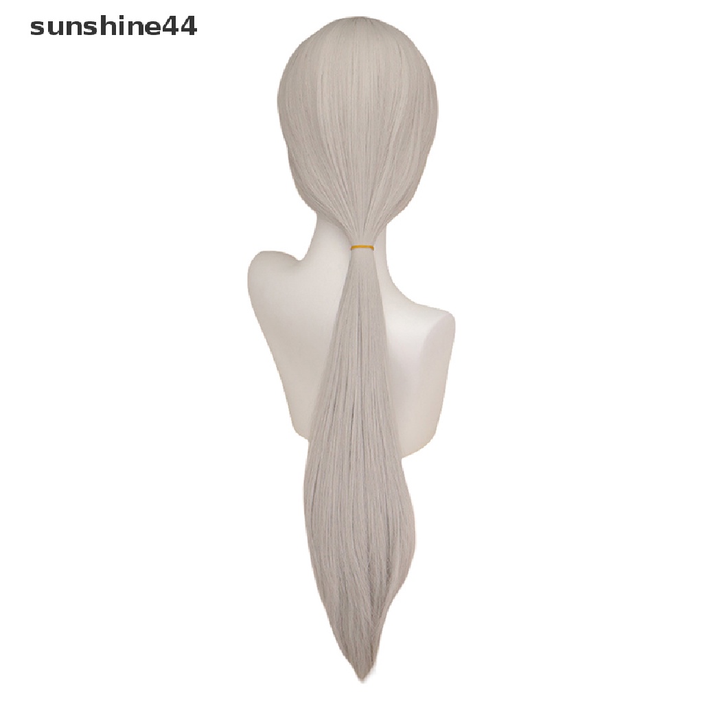 Sunshine Anime Chain Man Quanxi Cosplay Perak Wig Panjang Mata Patch Tahan Panas.