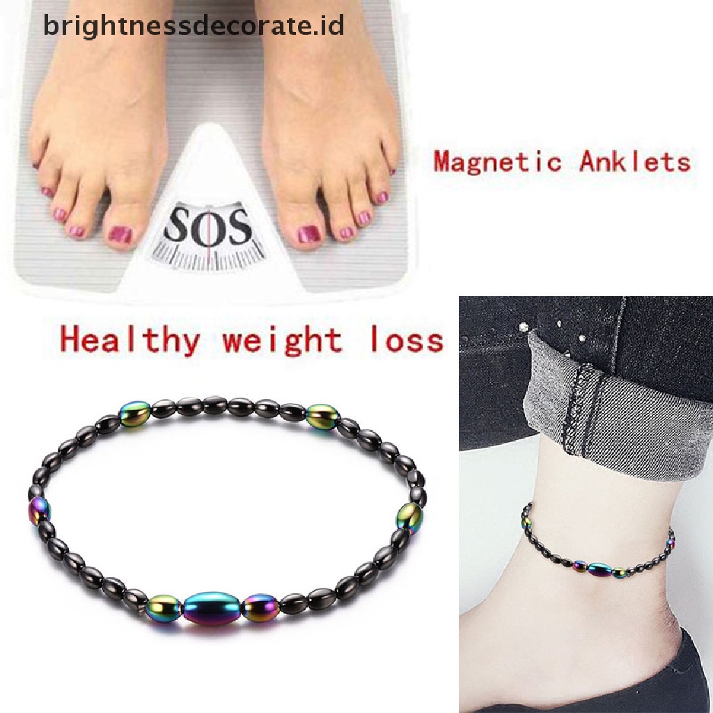 [Birth] Magnetic Beads Batu Hematite Perawatan Kesehatan Penurunan Berat Badan Gelang Kaki Perhiasan [ID]