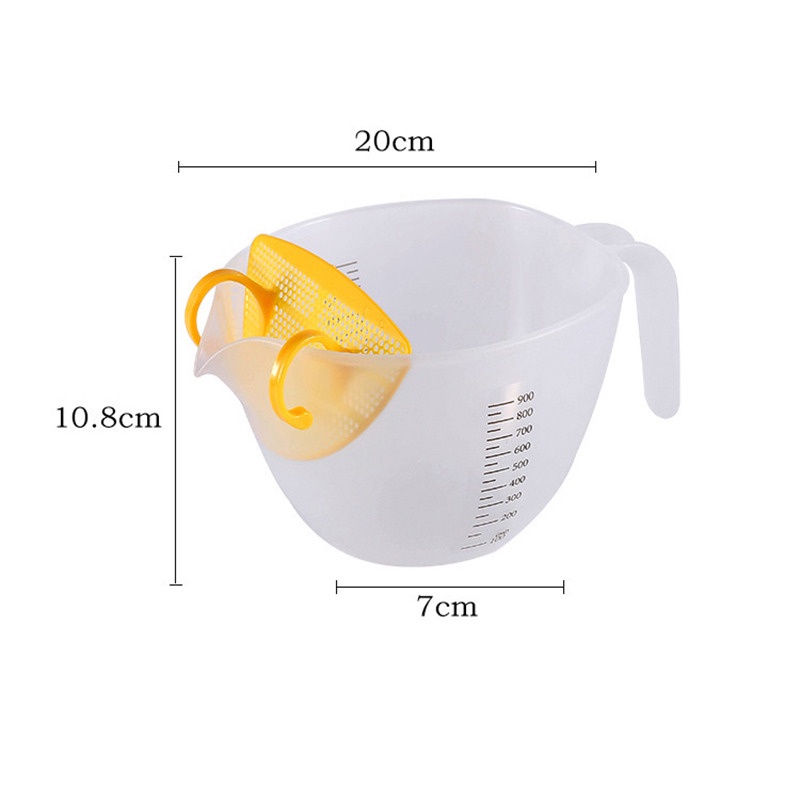 Filter Measuring Cup Transparent For Beating Eggs Liquid Measuring Bowl With Scale Plastic Liquid Filtering Measuring