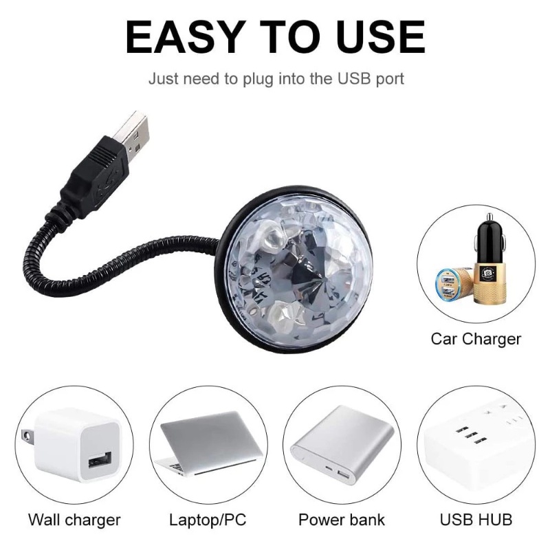 Usb Powered Kreatif Kristal Hemisphere Lampu Romantis Hias Liburan Pesta Bar Panggung Latar Belakang Suasana Proyeksi Lampu Interior Mobil LED Cahaya Warna-Warni