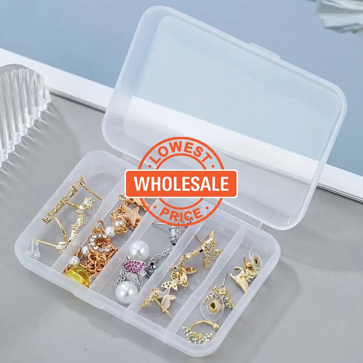 [Harga Grosir] 1pcs Tool Box Plastik 5sekat Kotak Perhiasan Plastik Adjustable Craft Storage Box Manik Gelang Kancing Kotak Perhiasan