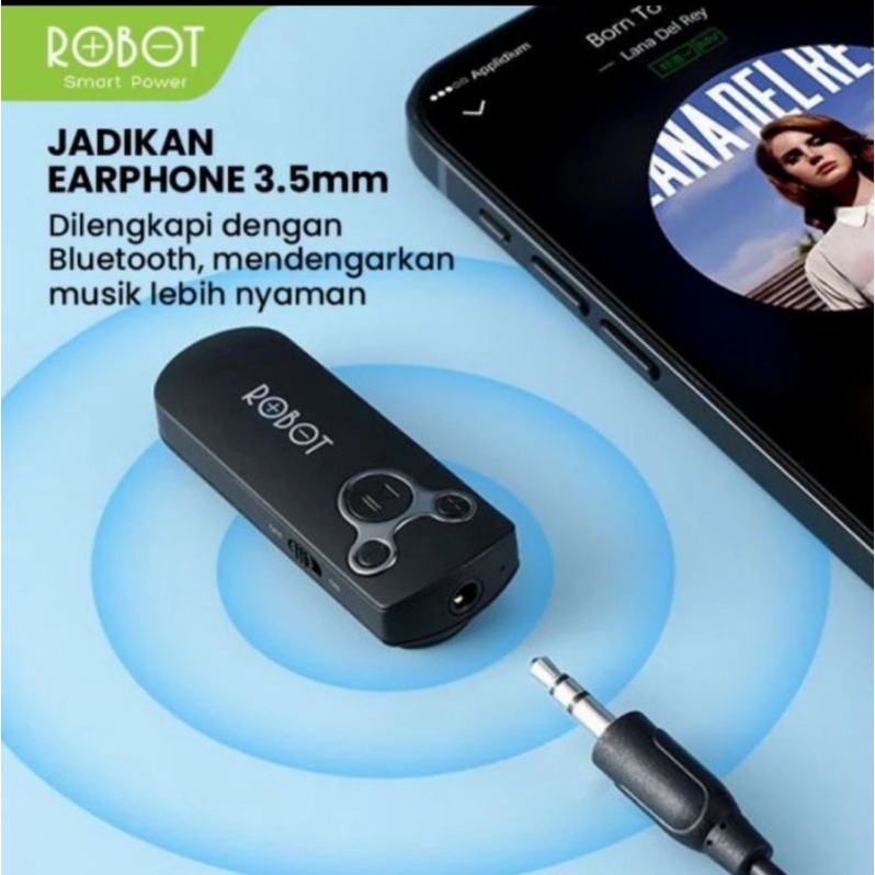 Robot RS10 Bluetooth Receiver 5.0 - Robot Bluetooth Audio Receiver Aux Original