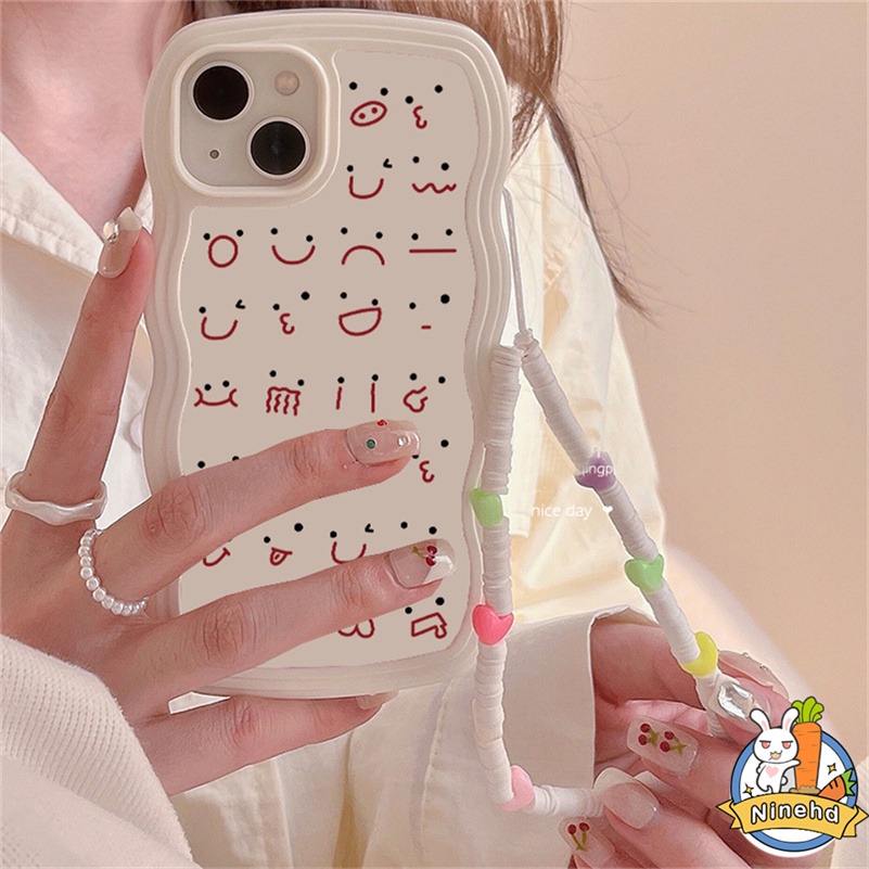 IPHONE Casing Kompatibel Untuk Iphone14 13 12 11 Pro Max X Xr Xs Max8 7 6 6s Plus Ekspresi Lucu Casing Ponsel Bingkai Bergelombang Shockproof Case Cover Skins Silicone Soft Case Cover Pelindung