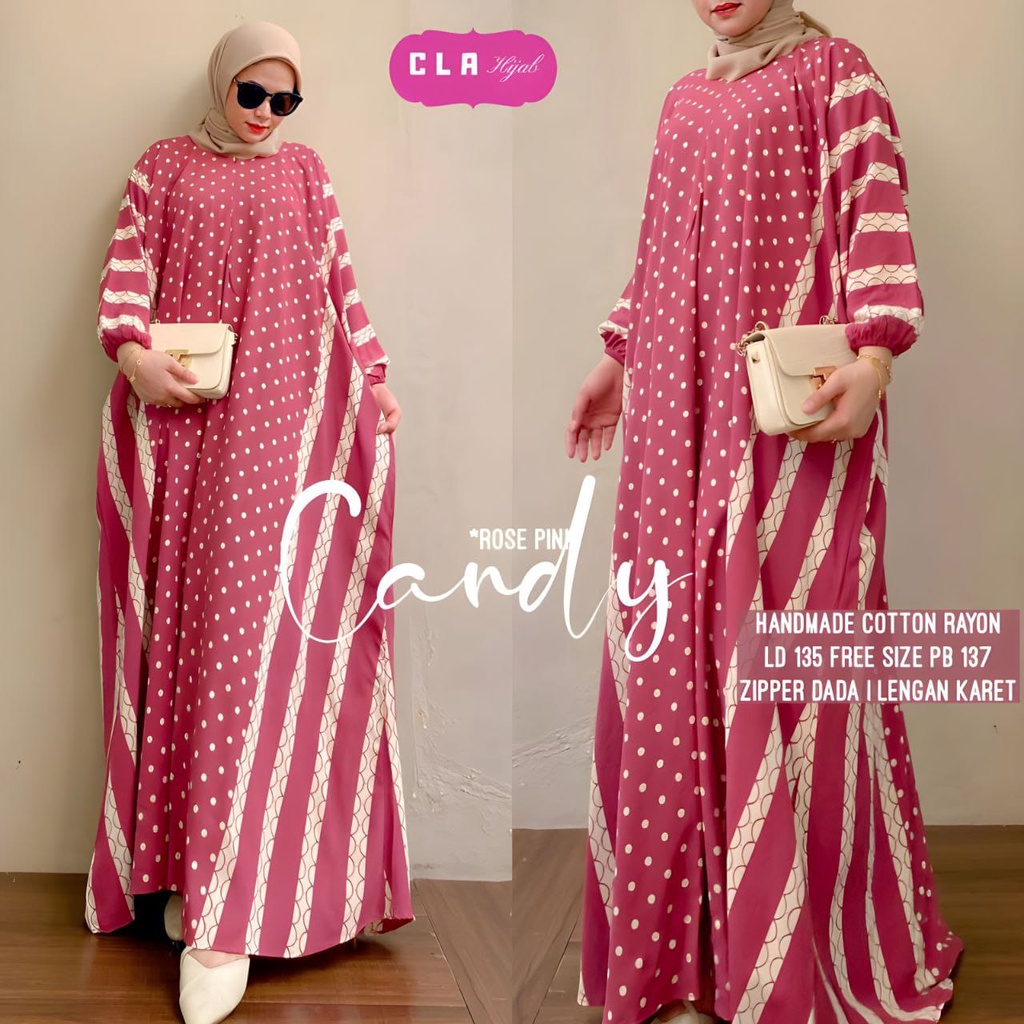 GAMIS CANDY KAFTAN JUMBO / GAMIS MUSLIM JUMBO XXL BUSUI MOTIF GARIS GARIS