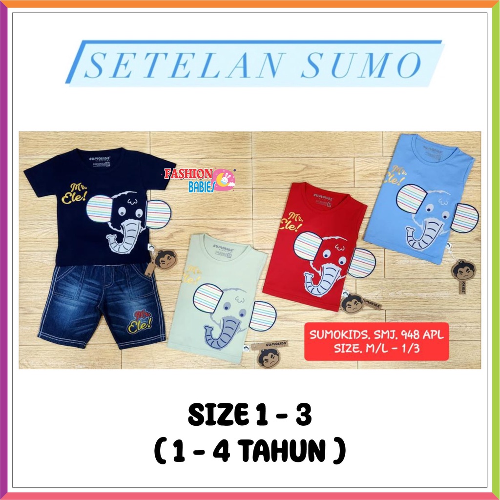 SETELAN SUMO CELANA JEANS / SETELAN ANAK / SETELAN JOGGER 0-4 TH SMJ 948 ❤ Fashionbabies ❤