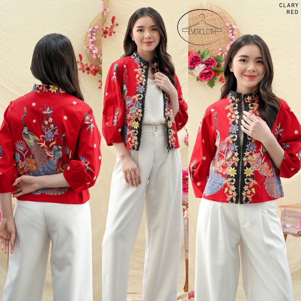 Evercloth Clary Jaket Wanita Batik Jacket Wanita Outer Rompi Wanita Jumbo Luaran Couple