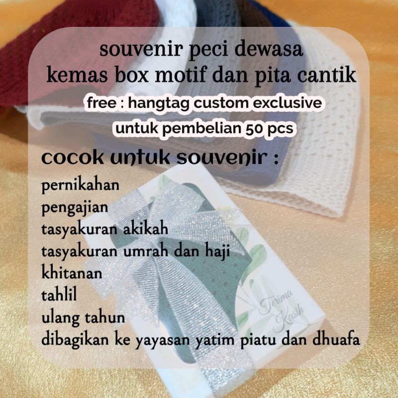 Souvenir Peci Dewasa | Souvenir Haji dan Umroh | Tasyakuran | Pengajian | Souvenir Khitanan | Wedding | Souvenir Akikah | Aqiqah