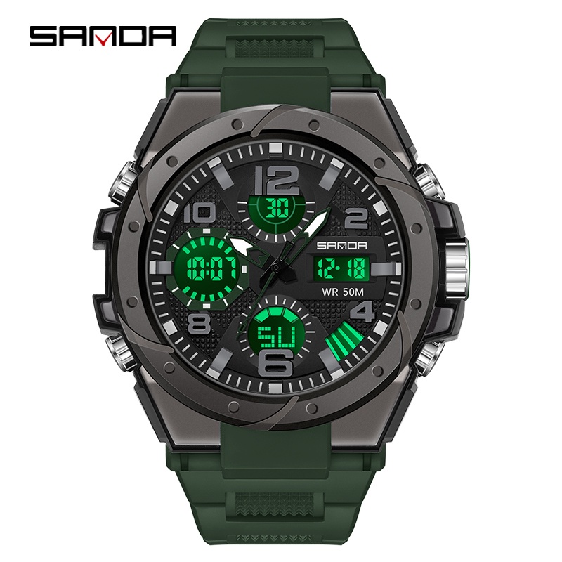 SANDA 9009 Jam Tangan Pria Digital Analog Chronograph Sport Watch Anti Air WATCHKITE WKOS