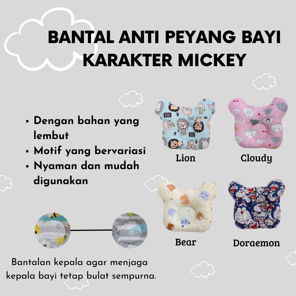 Bantal Anti Peyang Karakter Mickey | Bantal Pelindung Bayi | Bantal Bayi