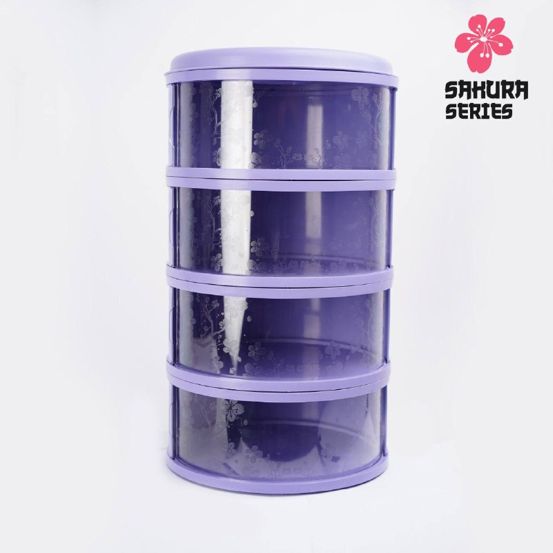 Food Storage 4 Susun Food Cover Layer Penutup Makanan Tudung Saji Susun 4 Tingkat Tri J-Ungu Sakura