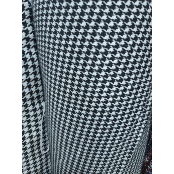 Kain Woll Houndstooth Untu Walang Monochrome