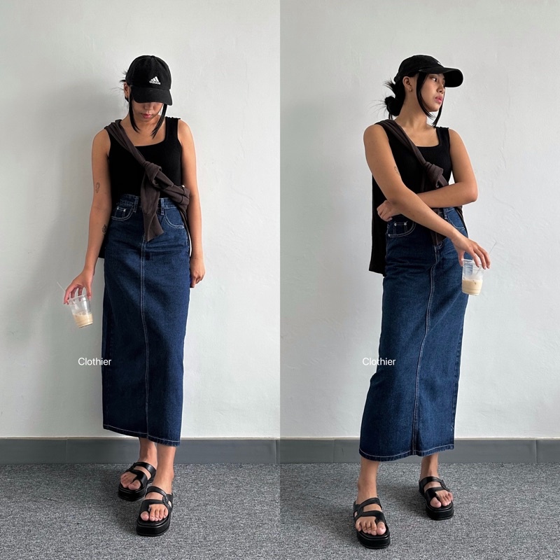 CLOTHIER | Luna Dark Denim Maxi Skirt